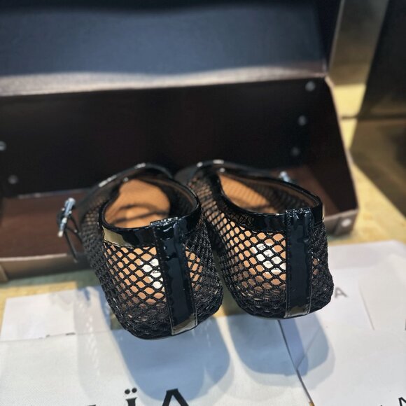Alaia Black Mesh Flats with Diamond Texture - Picture 6 of 6